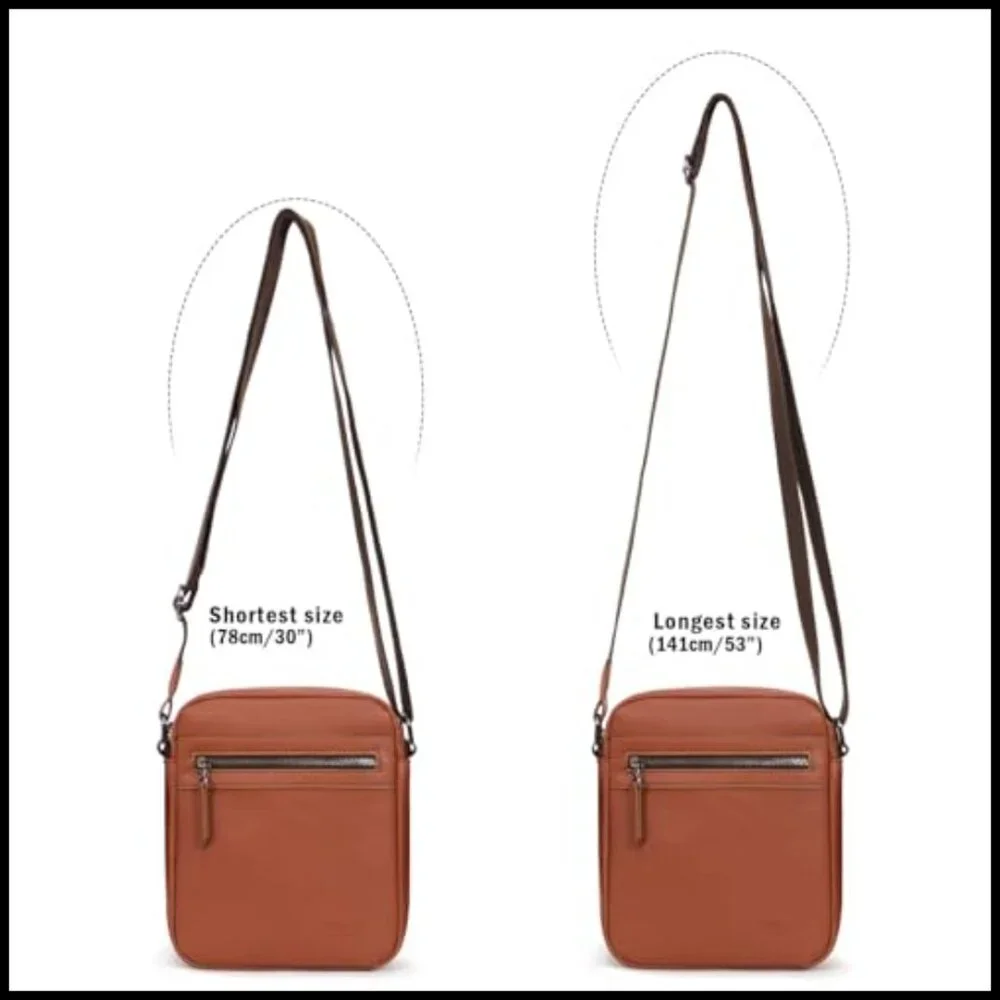 Leather Messenger Bag Crossbody Sling Adjustable Strap Multifunctional Classic